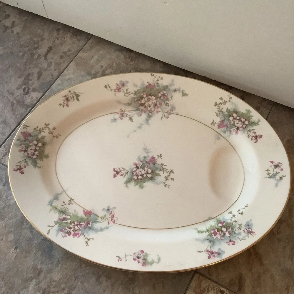 Antique Vintage Theodore Haviland Apple Blossom Serving Platter